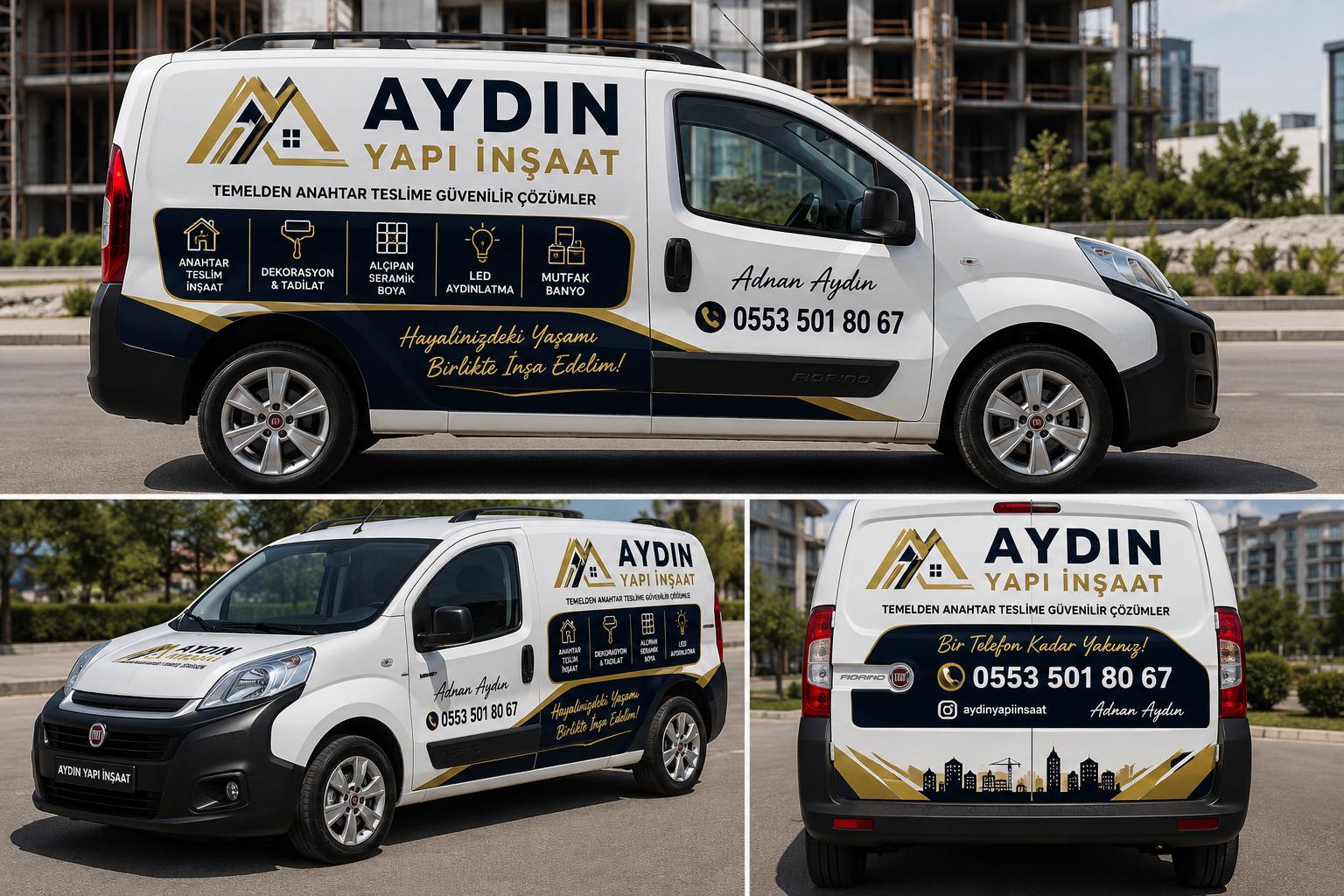 Aydın Yapı İnşaat logolu servis aracı
